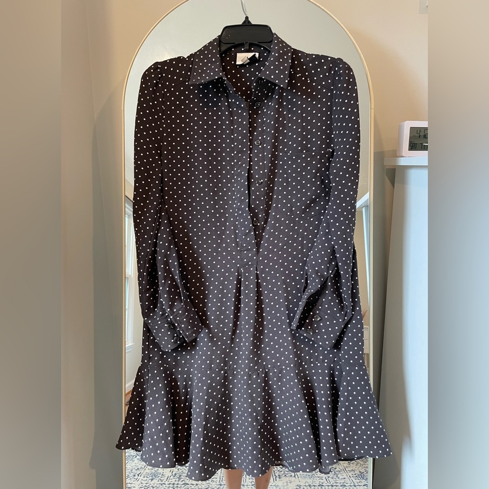 Tuckernuck Espresso Dot Crepe Callahan Shirt Dress